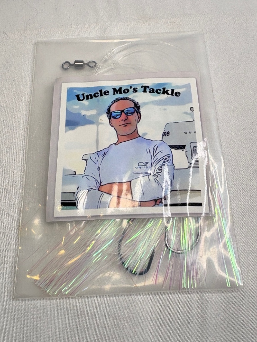 Uncle Mo's Tackle High Low White Mylar Teaser Fluke & Flounder Rig UMT-FF-MLR-1